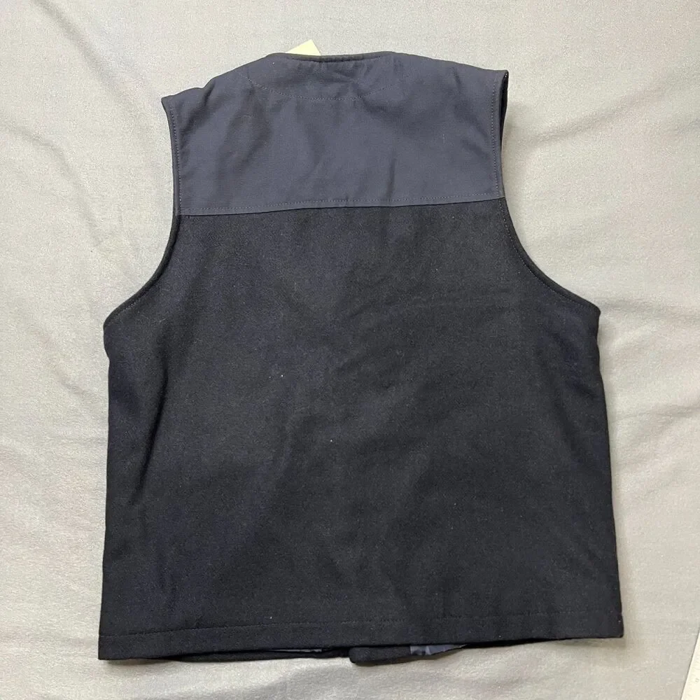 ASOS Vest Men's Medium Black Wool Blend Sleeveless Classic Outdoor Button Front - Picture 2 of 11